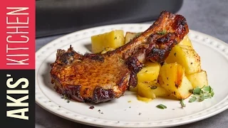 Greek lemon Roasted Pork Chops  | Akis Petretzikis