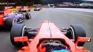 Salida de Alonso GP de Belgica 2013 (Onboard)