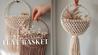 DIY Macramé Flat Basket Using a Metal Ring! Macrame Basket Tutorial