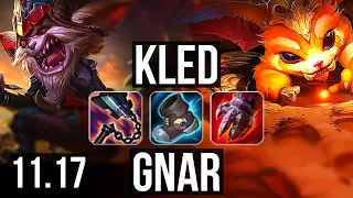 KLED vs GNAR (TOP) | 12/0/9, 6 solo kills, Legendary, 1.4M mastery, 300+ games | EUW Master | v11.17