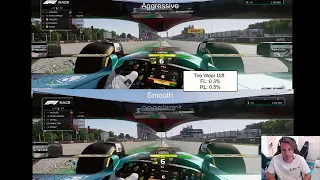 F1 23. How driving style greatly effects tyre wear! 📊 Detailed lap comparison.