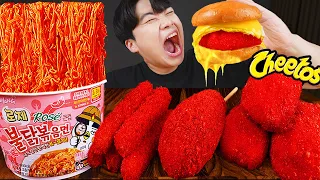 ASMR MUKBANG | CHEETOS CHEESE BURGER, Cheese stick, Fire Noodles, hot dog recipe ! eating