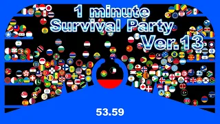 1 minute survival party.Ver13 ~200 countries marble race~ in Algodoo | Marble Factory