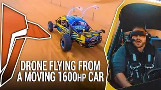 DRONE FLYING FROM A MOVING 1600HP CAR