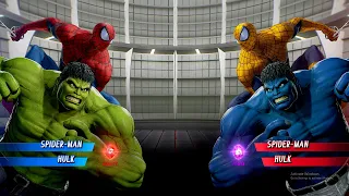 Spiderman & Hulk Vs Yellow Spiderman & Blue Hulk [Very Hard AI] | Marvel vs Capcom: Infinite