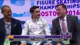 World Championships 2016.  SP. Javier Fernandez