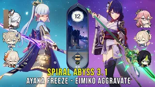 C0 Ayaka Freeze and C0 Raiden Miko Aggravate - Genshin Impact Abyss 3.1 - Floor 12 9 Stars