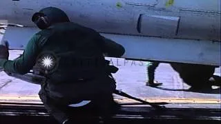 United States Navy aircraft take off from super carrier USS Kitty Hawk (CV-63) in...HD Stock Footage