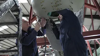 Video 127 Restoration of Lancaster NX611 Year 5 .  Working on the rear turret KB976.