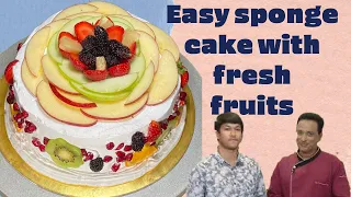Easy Sponge cake with fresh fruits - Happy New Year