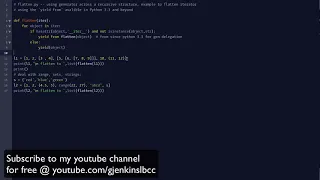 Building flatten generator demonstrating 'yield from' Python feature