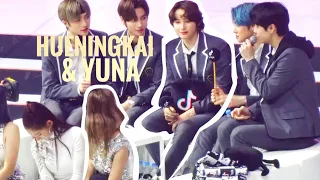 how hueningkai and yuna reacts around one another
