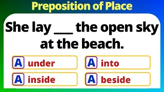 PREPOSITION OF PLACE QUIZ | ENGLISH PREPOSITION | CAN YOU SCORE IT 100%, 40/40? | ENGLISH PRO
