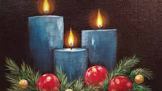 Christmas Candles LIVE Acrylic Painting Tutorial