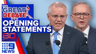 Morrison and Albanese’s opening statements | 2022 Election: Leaders' Debate | 9 News Australia