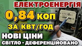 Ціна на СВІТЛО з 1 серпня від 0,84 коп/квт. Диференційовані тарифи на електроенергію