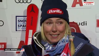 Mikaela Shiffrin 🇺🇸 - Flachau women slalom, Jan 16, 2024, both runs + post race interview  #sheskis
