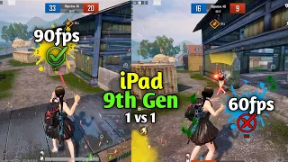 iPad 9th Gen 90 fps vs 60 fps Mobile Player test TDM 1V1 🔥/ ipad 9th gen bgmi + ipad 9th gen pubg