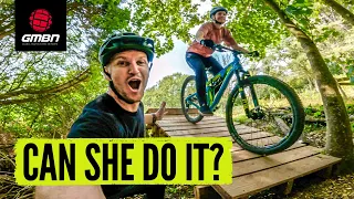 Beginner Mountain Bike Skills | Blake Teaches Jen To Ride A Red Trail