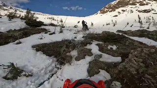 Huge chute climb following my buddy. Snowmobile powder king 2022 may long