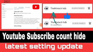 Youtube subscribe count hide//do not show //2021 latest setting update