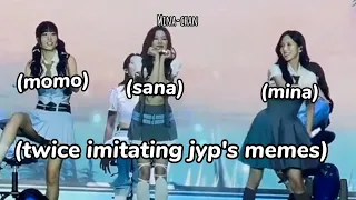 misamo *casually* clowning jyp as they forced to do this...