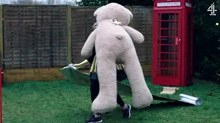 Daisy-May Cooper tries to carry drinks in Taskmaster S10 Ep1