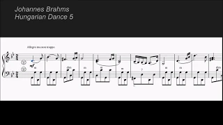 Hungarian dance 5 Johannes Brahms accordion with sheet music