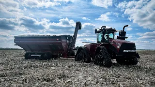 Using a Case IH 500 RowTrac To Pull A Brent Avalanche 1596 Auger Wagon In Corn & Soybeans S4 E35