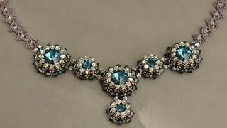 Sidonia's handmade jewelry - Blue Roses Necklace - Swarovski Necklace Part 1