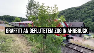 12.07.2022 #Ahrbrück Gefluteter #Zug ein Jahr nach #Flut #Graffiti #Ahrbahn #Ahrtalbahn #DB #Bahn