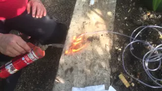 Oxygen tubing burning with blow torch