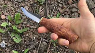 Kellam Puukko, 3" Blade, Stained Curly Birch Handle