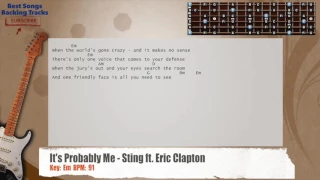 🎸 It's Probably Me - Sting ft. Eric Clapton Guitar Backing Track with chords and lyrics