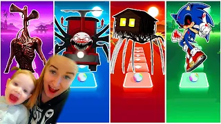 Siren Head vs Choo choo Charles exe vs Spider House Head vs Sonic hedgehog exe 🌟 Tiles Hop EDM Rush