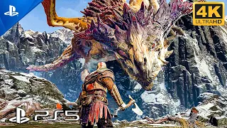 God of War PS5 - Kratos vs. Dragon Boss Fight (4K 60FPS Ultra High Graphics Gameplay)