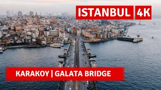 Karakoy Pier Istanbul 2022 11 November Walking Tour|4k UHD 60fps