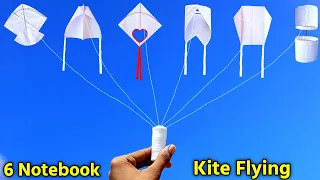 6 Notebook Paper kite flying | how to make kite | notebook paper kite flying | patang kese banate he