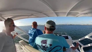 360° boat ride on an ArrowCat 320 Power Catamaran