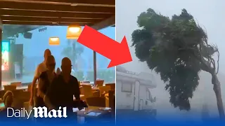 Extreme storms batter Majorca: Holidaymakers get battered by 75mph winds