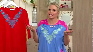Quacker Factory Lace and Stones Split Neck Tunic Top on QVC