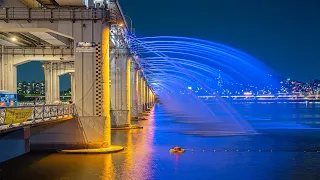 Seoul Rainbow Fountain and Soul Music | Korea Night Vibes 4K HDR