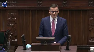 Mateusz Morawiecki w Sejmie - odpowiedzi w sprawie sytuacji na granicy polsko-białoruskiej