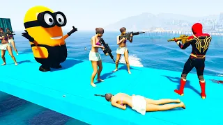 GTA 5 Epic Ragdolls | Spider-Man Frees Minions vs girls with Lazer Jumps/Funny moments ep.126