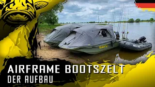 Black Cat Airframe Boat Tent | Angeln auf Wels vom Boot | Montage auf dem Boot