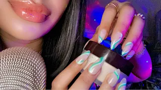 ASMR~ Tingly Wet Mouth Sounds & Tapping (Long Nails Tapping) Fast & Slow