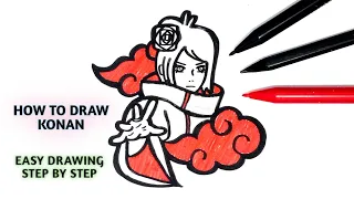 HOW TO DRAW KONAN AKATSUKI | NARUTO SHIPPUDEN ANIME | EASY DRAWING STEP BY STEP TUTORIAL