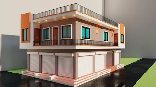 30 by 40 dukan or makan ka naksha,3D car parking shop with house design,3D house map