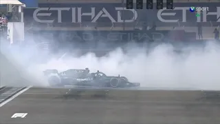 Lewis Hamilton and Valtteri Bottas Doing Donuts After the Abu Dhabi GP.