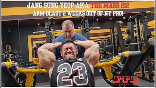 Jang Sung Yeop aka The Mass 212 trains arms 2 weeks out from the NY Pro, featuring Milos Sarcev.